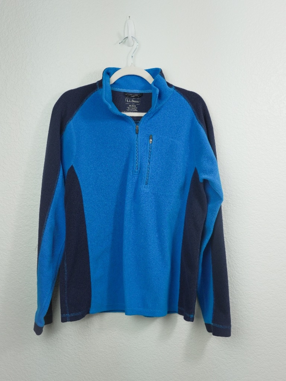 L.L.Bean Men’s Fleece Pullover Size M Blue Navy Quarter Zip Polartec Outdoor
